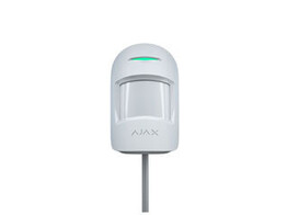 Ajax Fibra MotionProtect  Bus PIR-bewegingsmelder  wit. PIR-detectie tot 12 m  huisdierimmuniteit tot 20 kg  verbruik 97 A. Afmetingen 110x65x50mm.