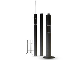 ALPHA PRODUCTS  MODULAIRE CAMERAMAST  3.60 METER BASISHOOGTE  MET OPTIONELE VERLENGSTUKKEN UIT TE BREIDEN TOT 4.8 OF 6 METER  3-DELIG  INCL. VOETPLAAT MET ANKERS  TOEGANGSLUIK  BLIKSEMAFLEIDER  GEGALVANISEERD  ZWART